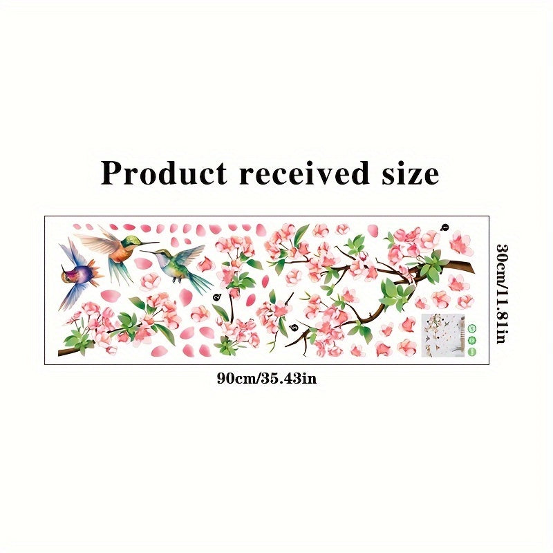 Hummingbird and Cherry Blossom Wall Sticker PVC for Bedroom and Living Room