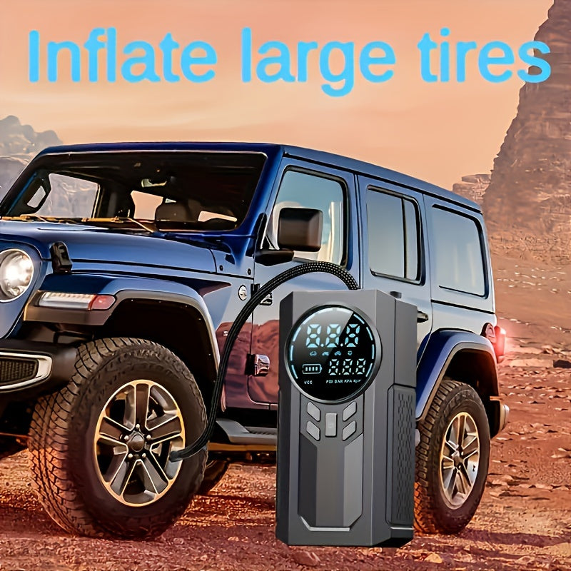 Kit de reparación de emergencia portátil para coche con batería de litio de 8000mAh, compresor de aire inalámbrico, pantalla digital y luz LED