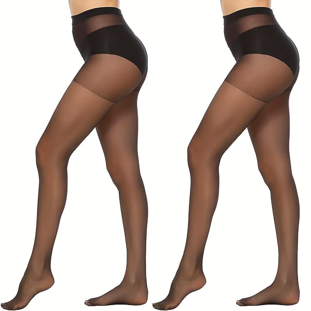 Women’s High-Waisted Semi-Sheer Footed Pantyhose 6 Pack Nylon Spandex