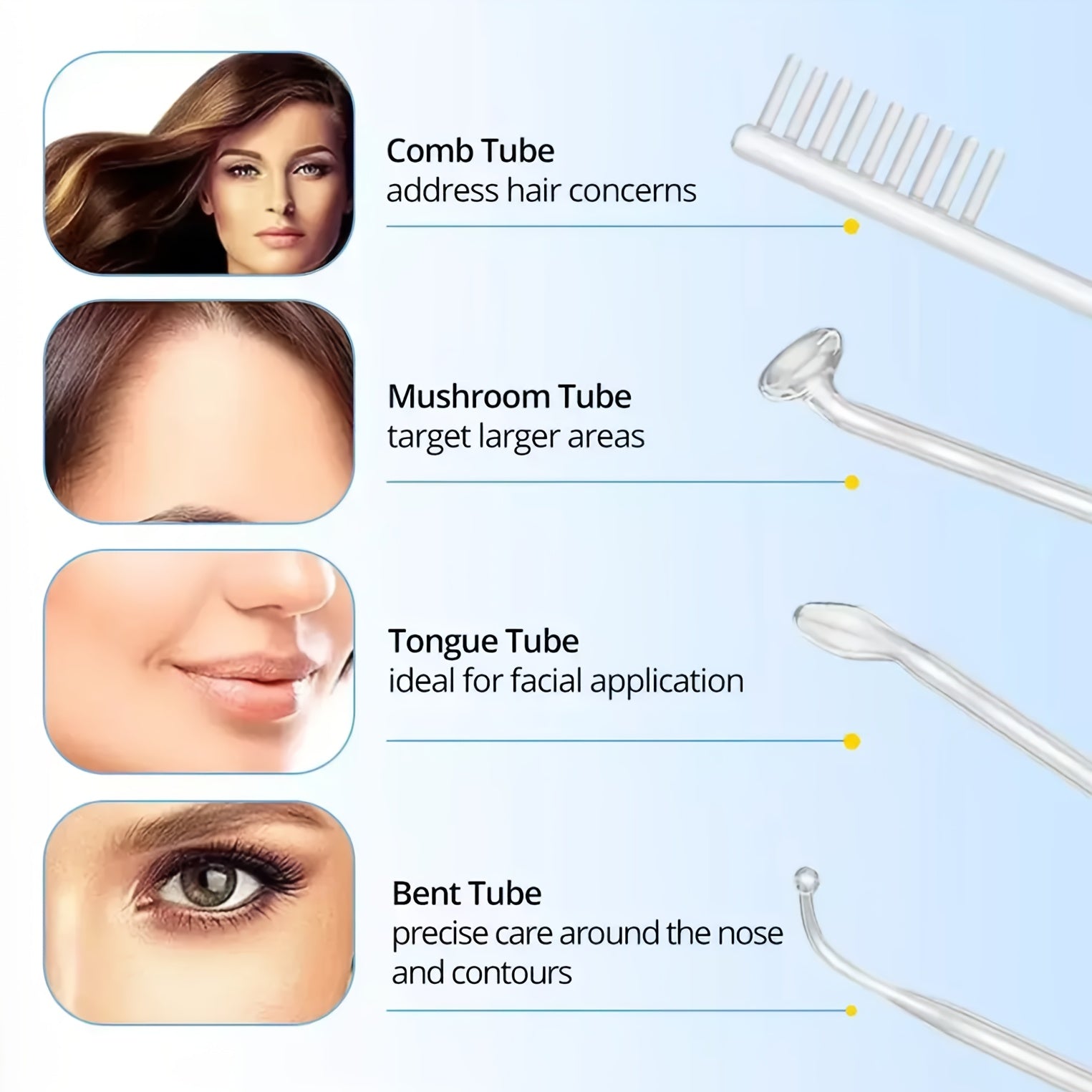 Four-Piece High-Frequency Beauty Device Set with Interchangeable Attachments Light Beige