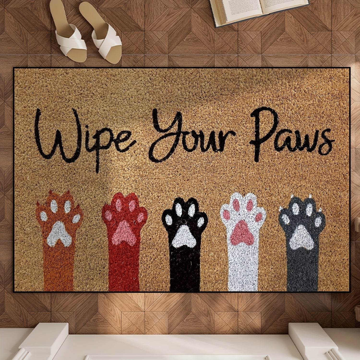 Barcha mavsumlar uchun mushuk chizish uchun qabul qilish matosi, sirpanmaydigan, mashina yuviladigan kirish qismi gilam