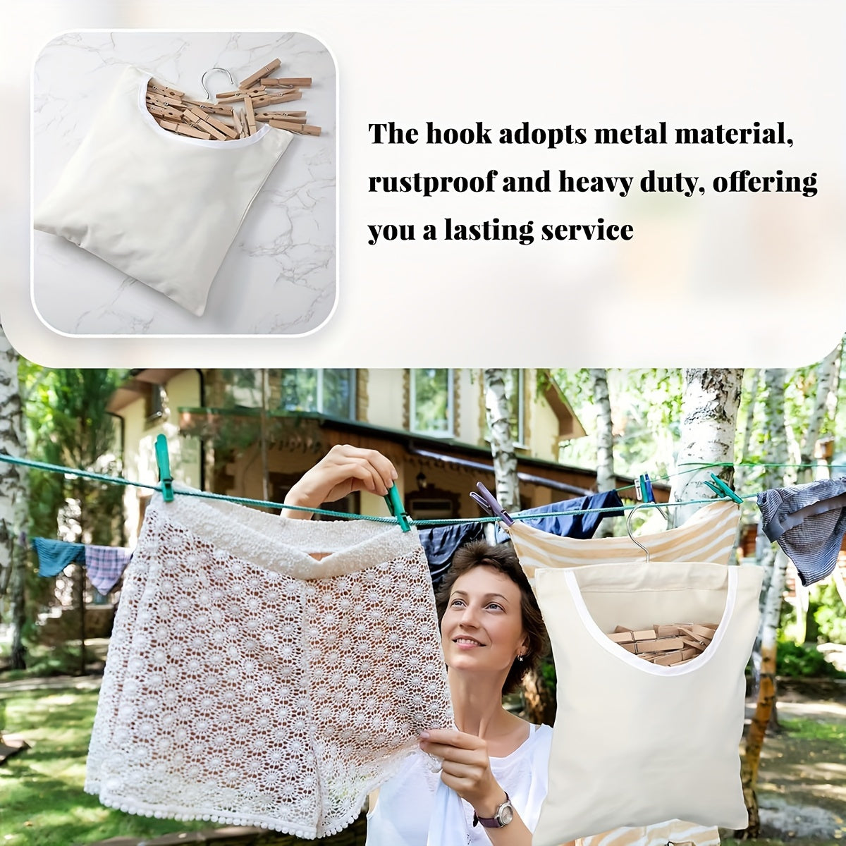 Organizador de almacenamiento colgante rectangular beige 32x27cm Bolsa multiusos de tela de lienzo para lavandería y decoraciones