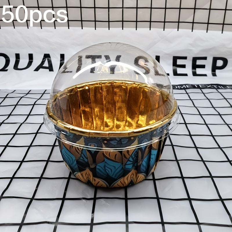 Set of 50 Disposable Paper Baking Cups, Assorted Holiday Themes, Heat-Resistant, Round Cupcake Liners