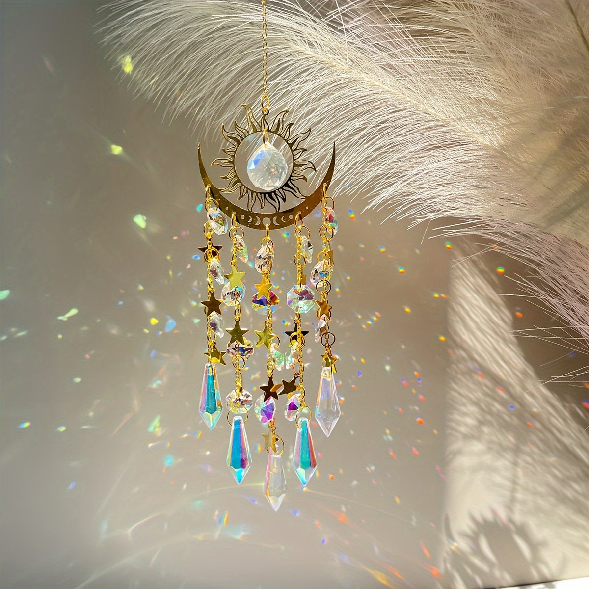 Cortina de cristal bohemio con colgante de prisma arcoíris para decoración de ventanas 1 pieza