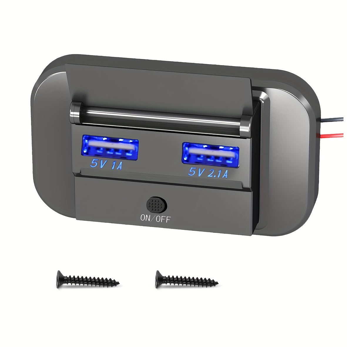 Switch uchun nazorat bilan juft USB avtomobil zaryadkasi, 12V-24V transport uchun zaryadlash