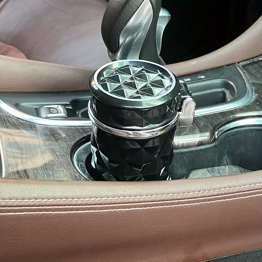 Portativ alloy avtomobil tutun qutisi LED chirog'i bilan, qora va oq, yopiq, kompakt ichki aksessuar