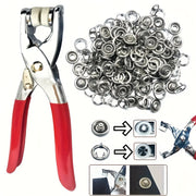 Set of 200 or 400 Silver Gray Press Buttons and Pliers for DIY Leather and Clothing Projects