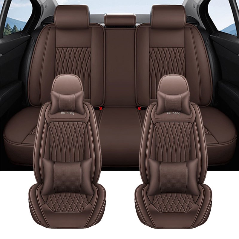 Full Coverage PU Leather Car Seat Covers 5-Seat All-Season Breathable Stain-Resistant