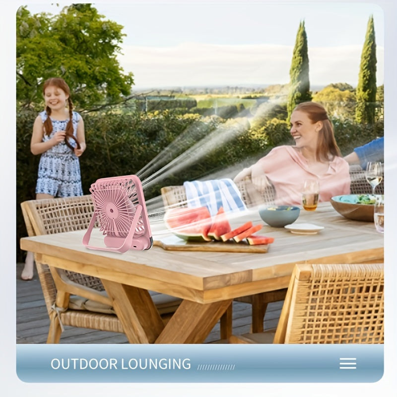 Koʻchma USB stol ventilyatori, oynali, 16.51cm, 5 tezlik, buklanuvchi, qayta zaryadlanadigan