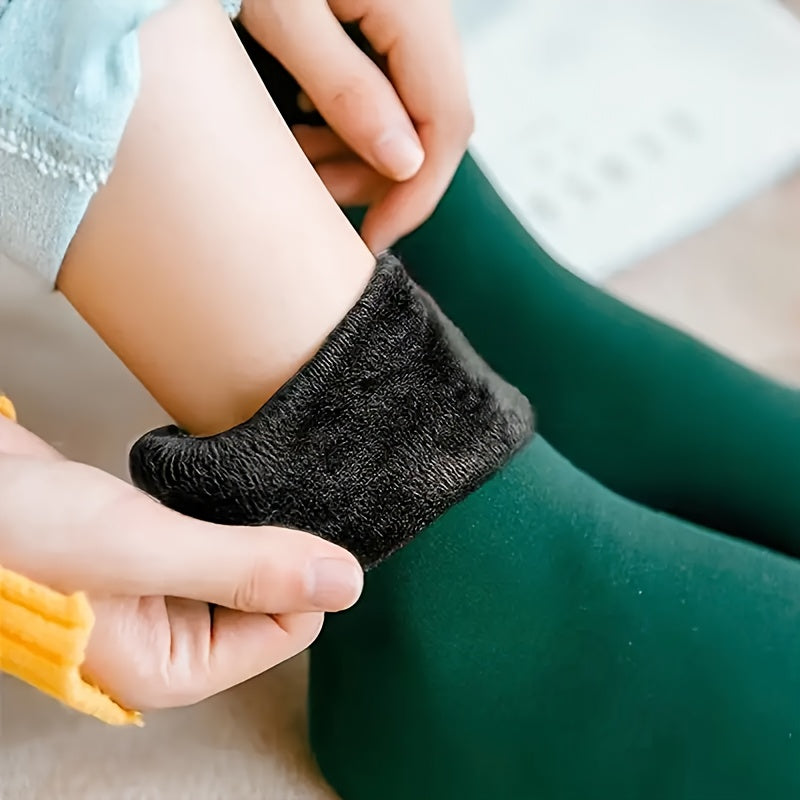 Unisex Thermal Socks 5 Pairs Mid-Calf Breathable Warm Knit Solid Color