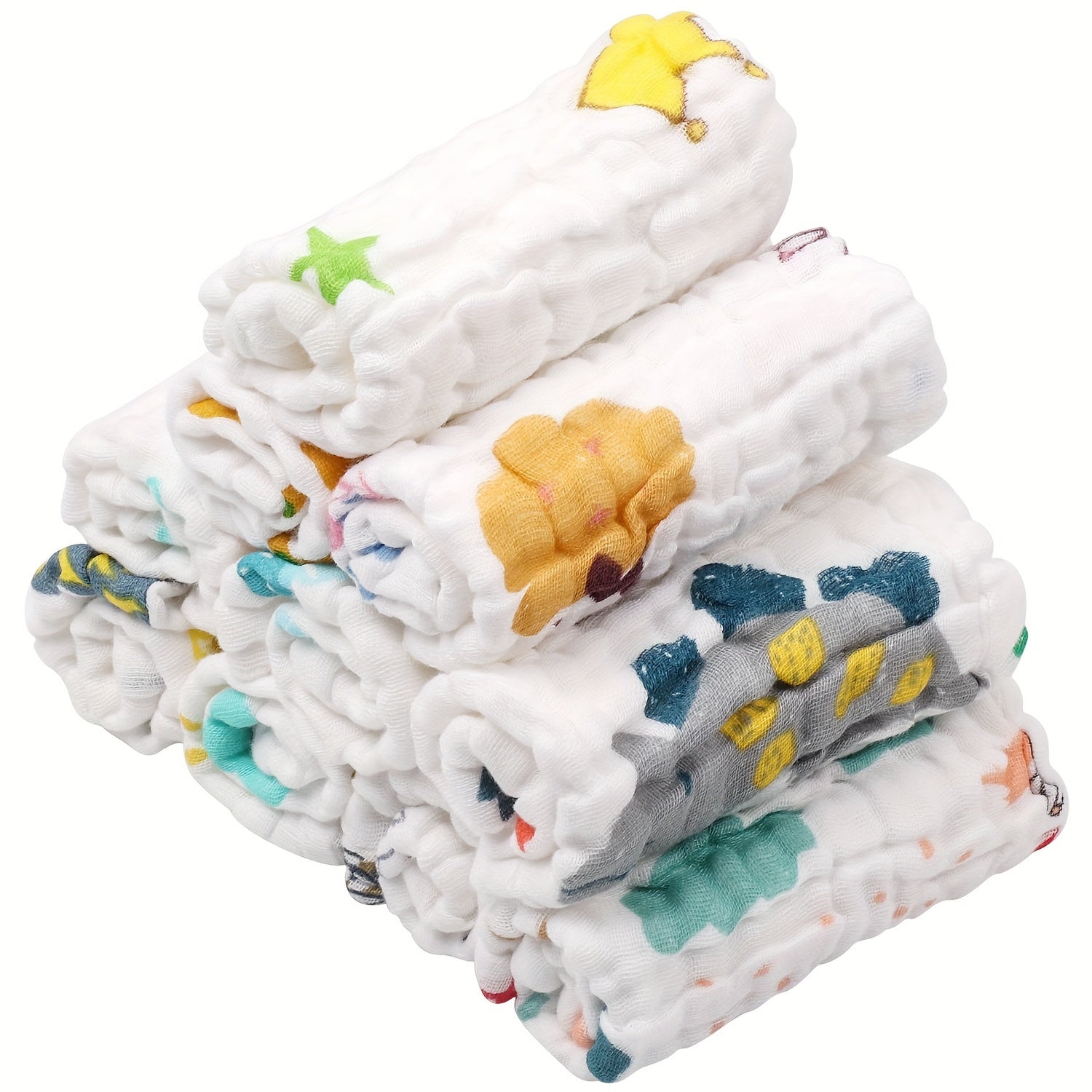 Set of 10 Reusable Cotton Muslin Face Wipes 30x30cm Ultra Soft Towels