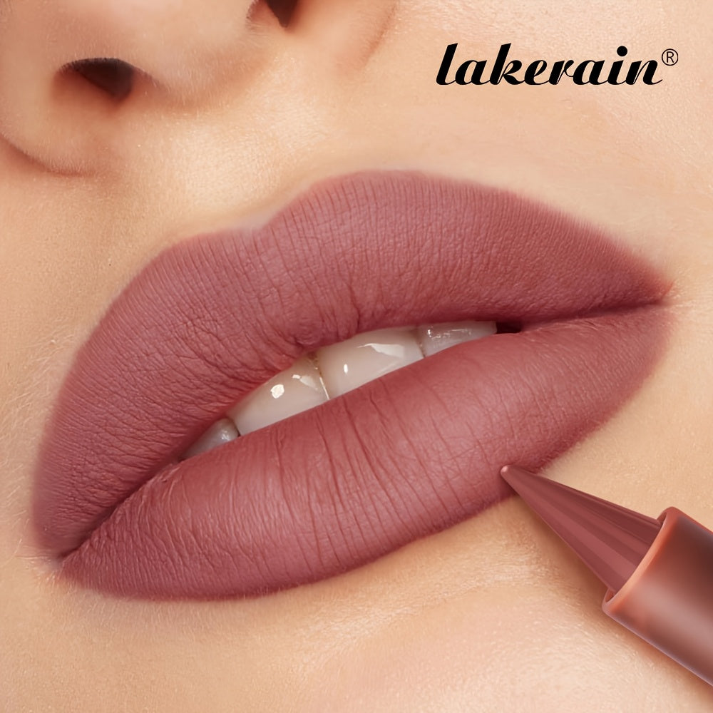 Dúo de perfilador de labios mate y lápiz de labios para mujer, color púrpura, de larga duración, punta cónica