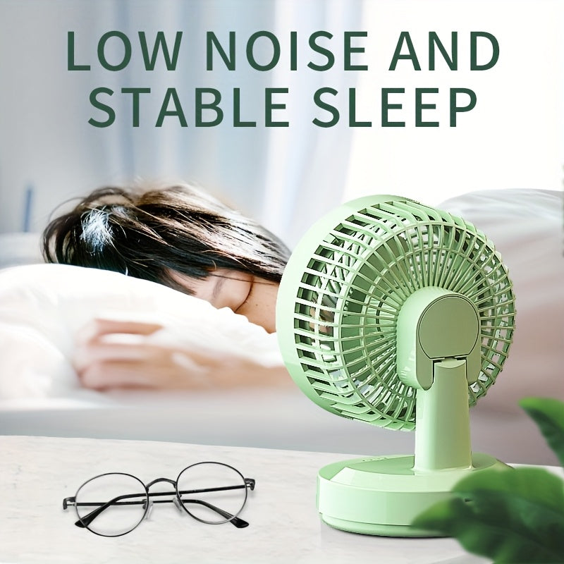 Light Green USB Desk Fan with 3-Speed, Low Noise, Strong Winds for Home Office