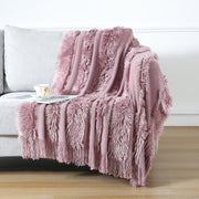 Acrylic Chunky Knit Throw Blanket with Tassels for Couch and Home Decor