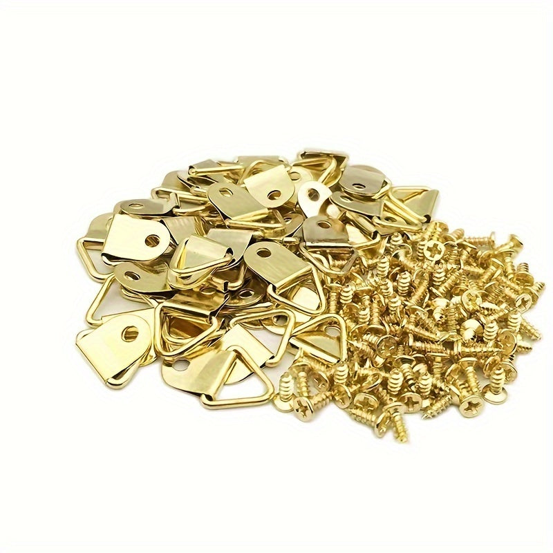 30/80pcs Gold Triangular Wall Hooks for Picture Frames and Art Display