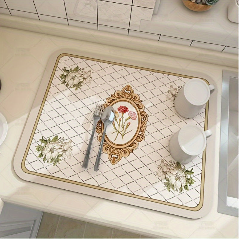 Diatomite Kitchen Drying Mat Non-Slip Washable Heat-Resistant Absorbent Pad