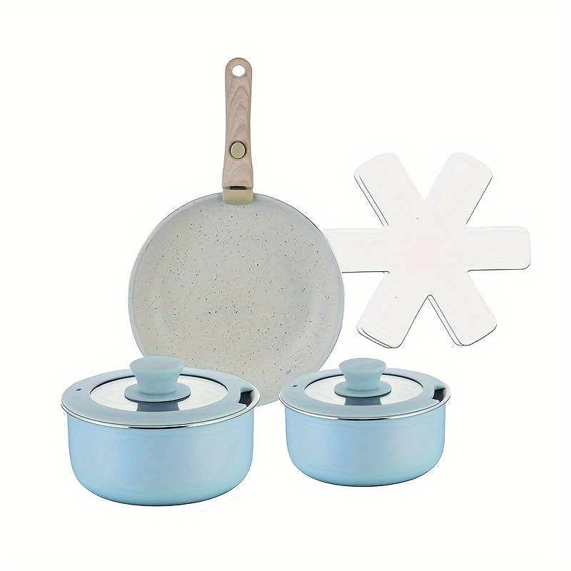 Juego de utensilios de cocina de aluminio con revestimiento antiadherente, mango removible, 3 piezas para camping y cocina