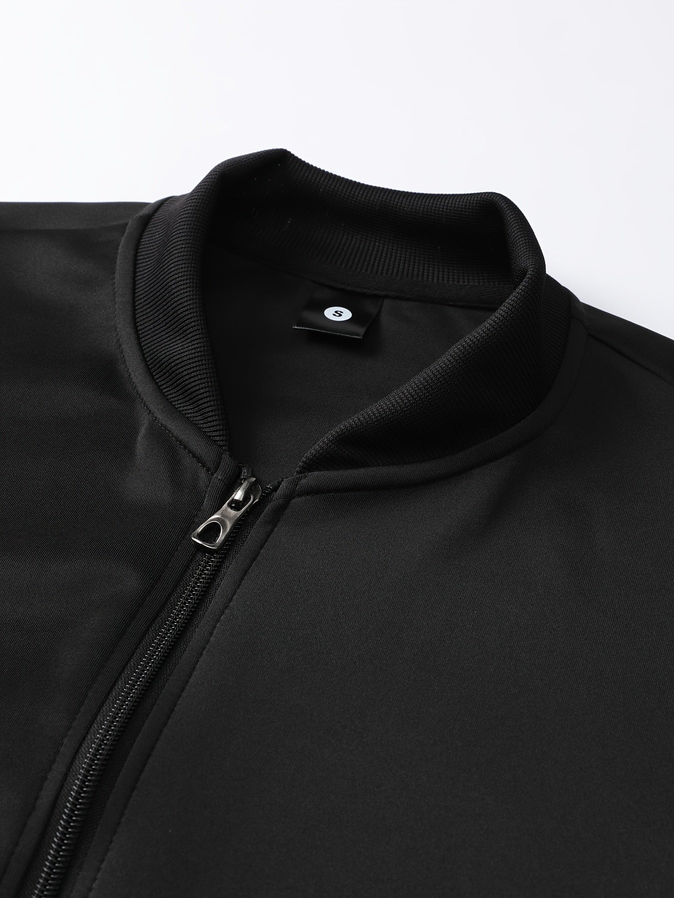 Men's Olive Green and Black Zip-Up Jacket and Sweatpants Set Polyester Casual Activewear