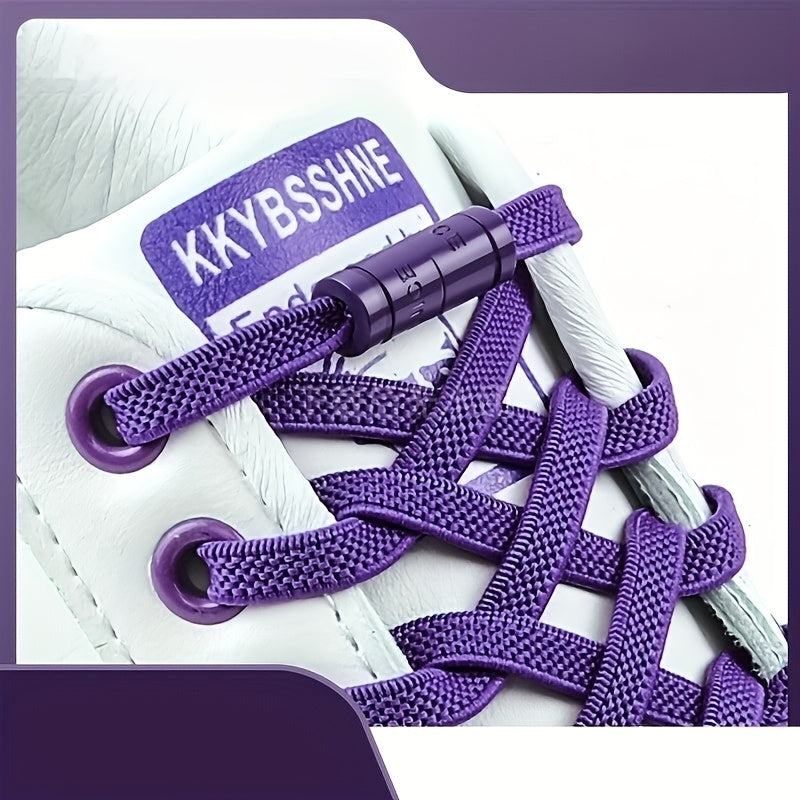 Unisex Elastic No-Tie Shoelaces with Locks Lightweight Acetate Sports Style
