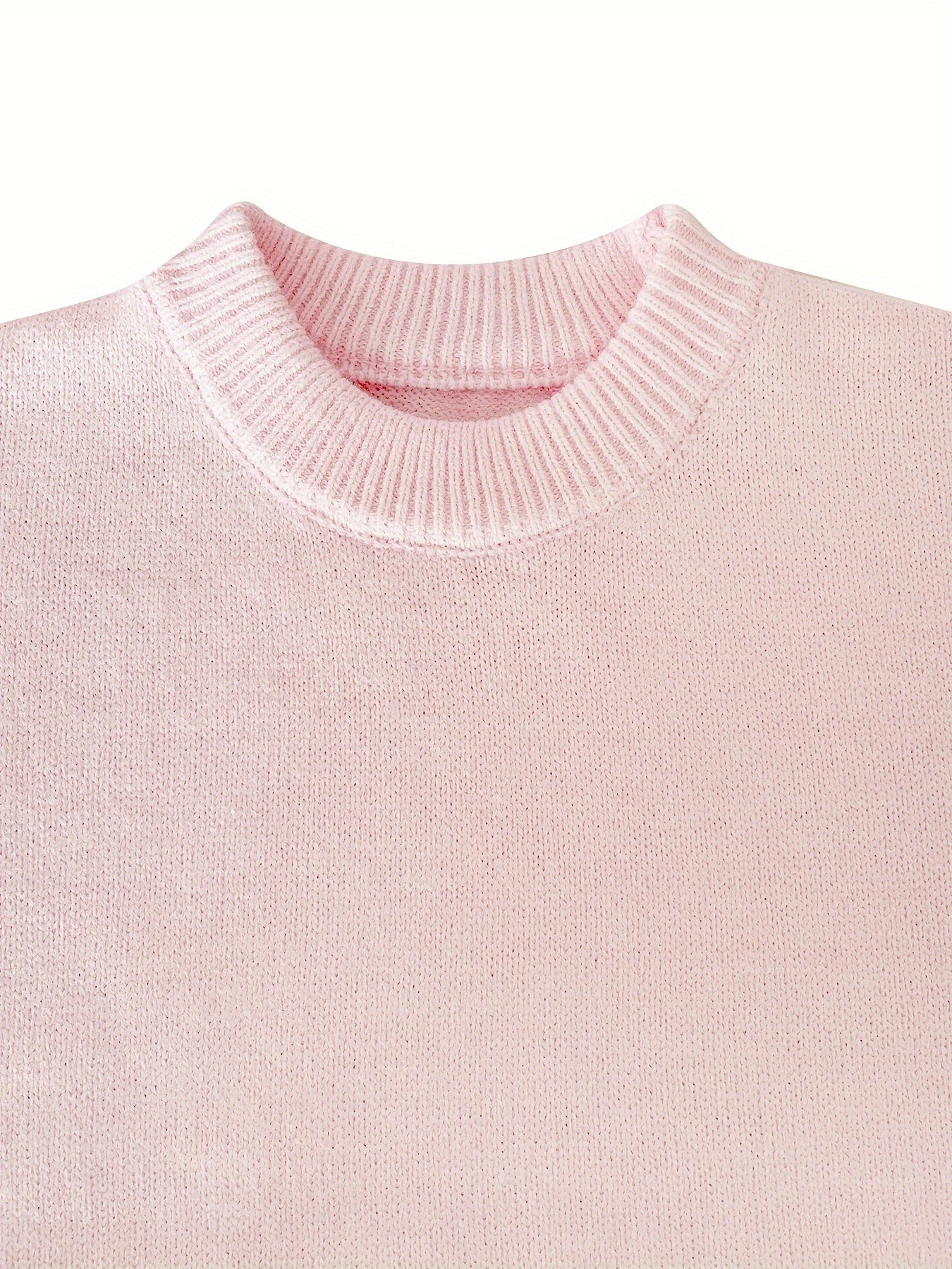 Plus Size Oversized Polyester Crewneck Sweater Casual Pullover All-Season Solid Color