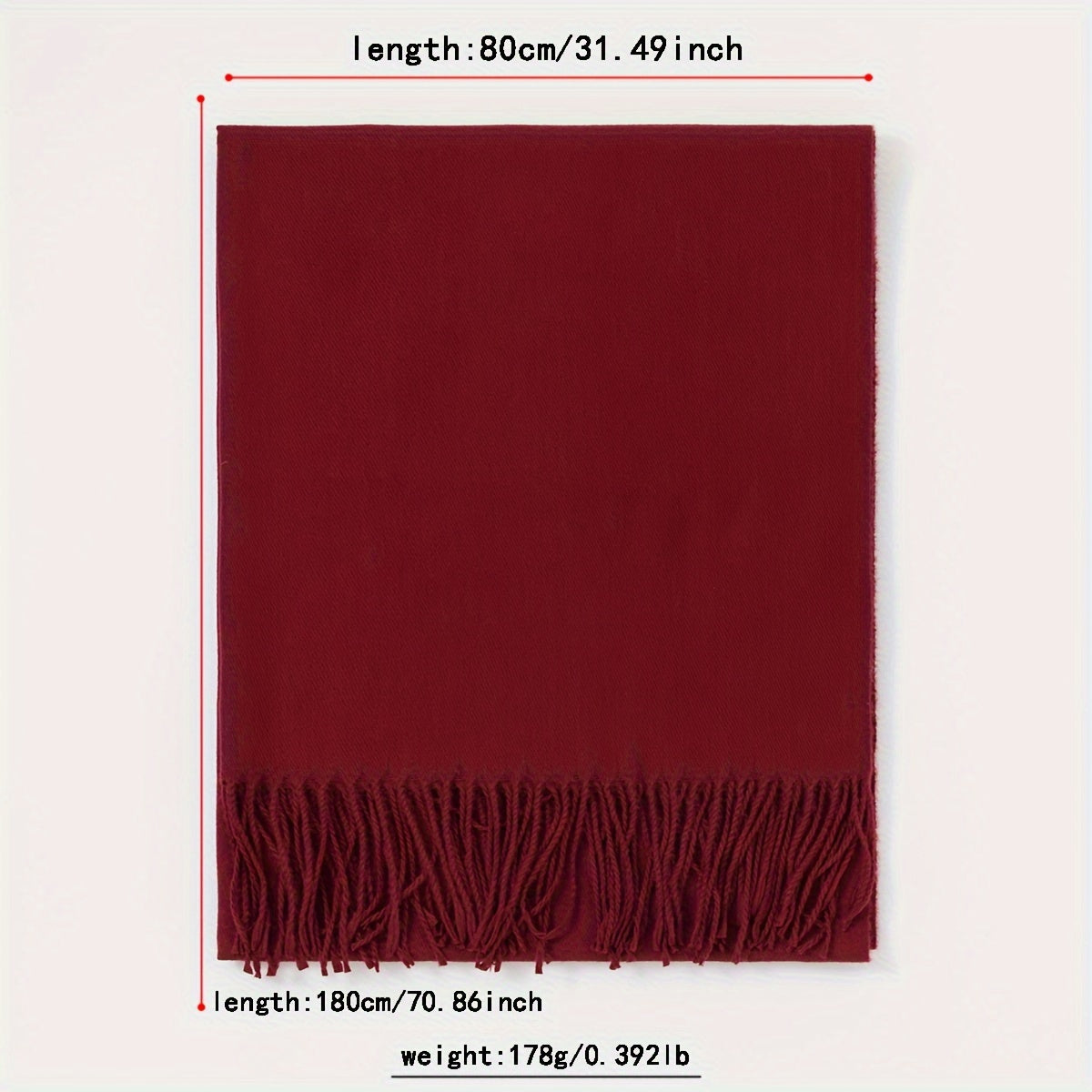 Women's Solid Color Scarf with Tassels Polyester Shawl for Casual Wear in Maroon Blue