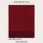 Women's Solid Color Scarf with Tassels Polyester Shawl for Casual Wear in Maroon Blue