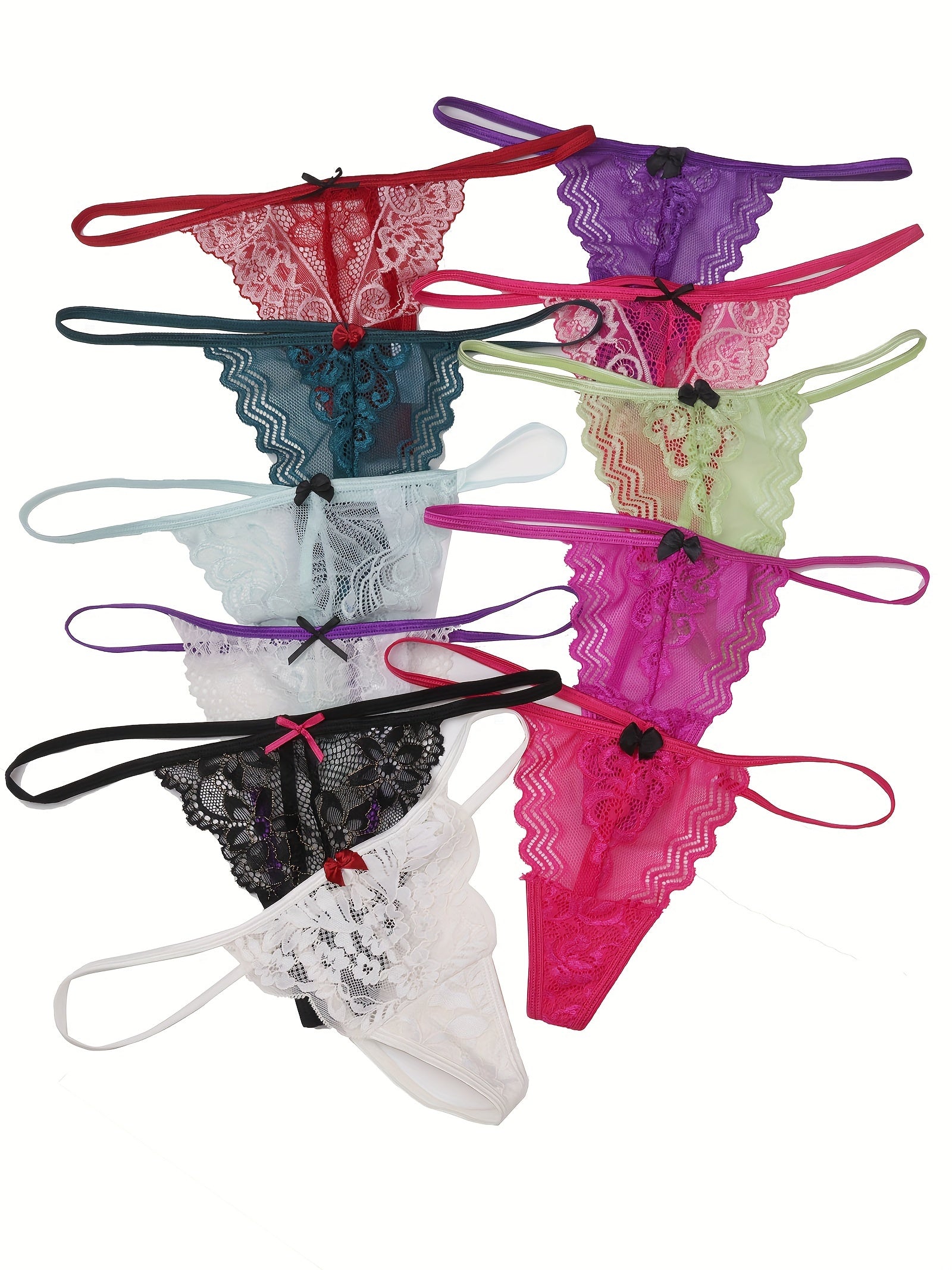 Women's Lace G-String Thongs in Assorted Colors and Patterns Lingerie