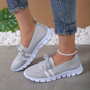 Women's Lace Up Sneakers Knit Low Top Walking Shoes Casual Lightweight Flat Footwear