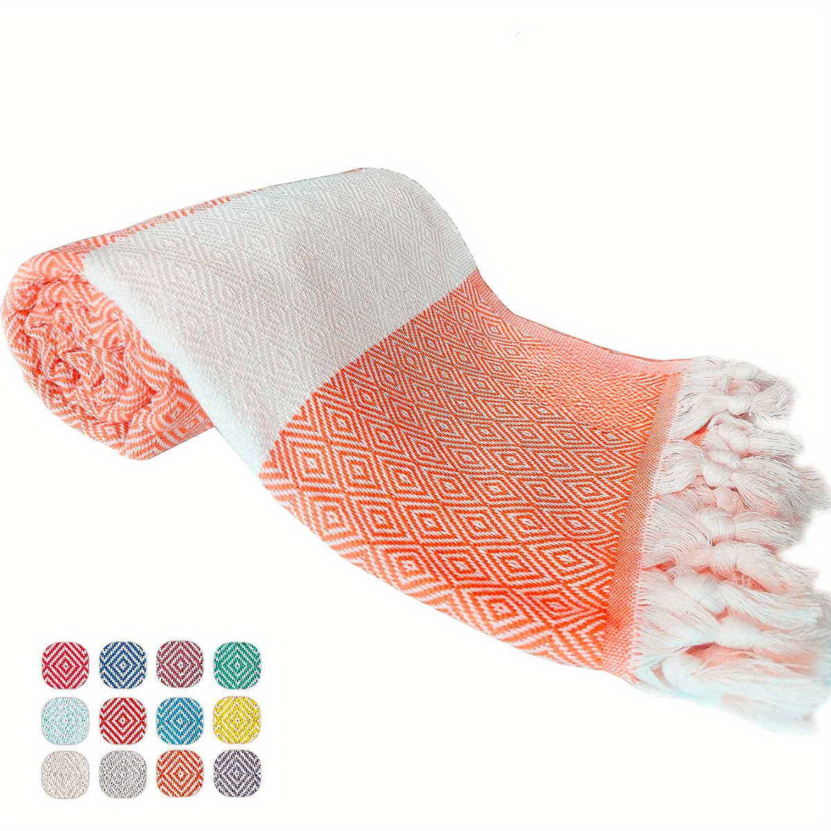 1 dona turk plyaj sochiq, jakardli romb dizayni bilan, tez quriydigan va qumga yopishmaydigan, o'lchami 71" x 39" (100 sm x 180 sm) plyaj va hammomda foydalanish uchun.