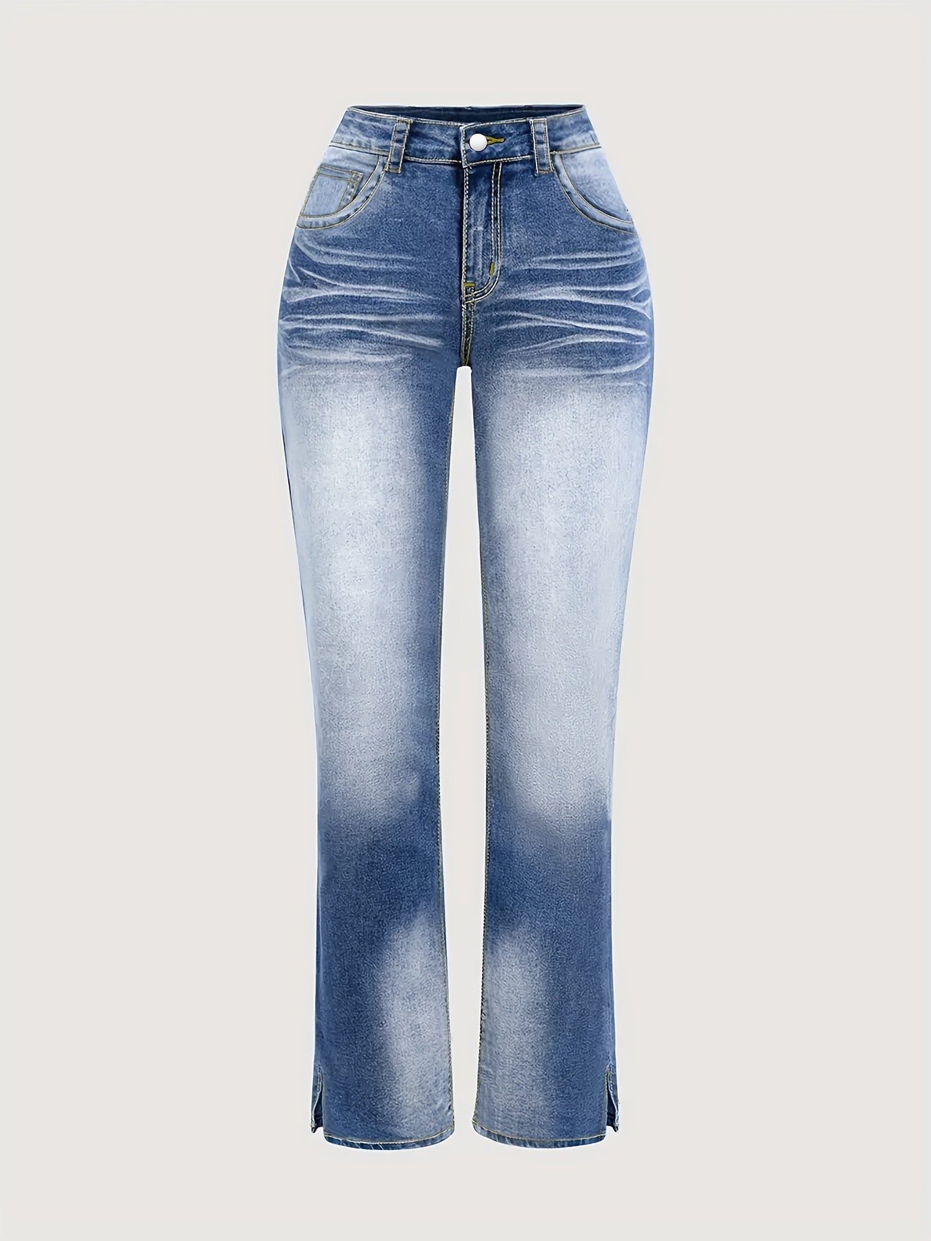 Women's Plus Size Flare Jeans Stretch Denim High-Waist Bell Bottoms