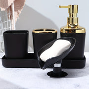 Black Bathroom Accessories Set with Lotion Dispenser Toothbrush Holder and Soap Dish