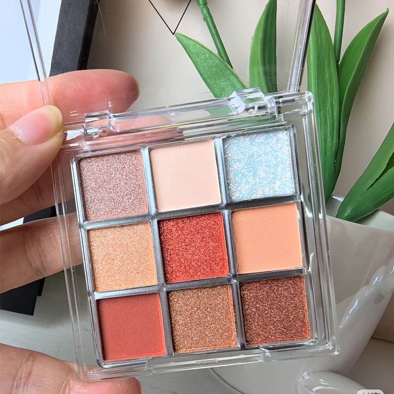 Translucent Eyeshadow Palette with 9 Shades in Gold Pink and Silver Matte Shimmery Makeup