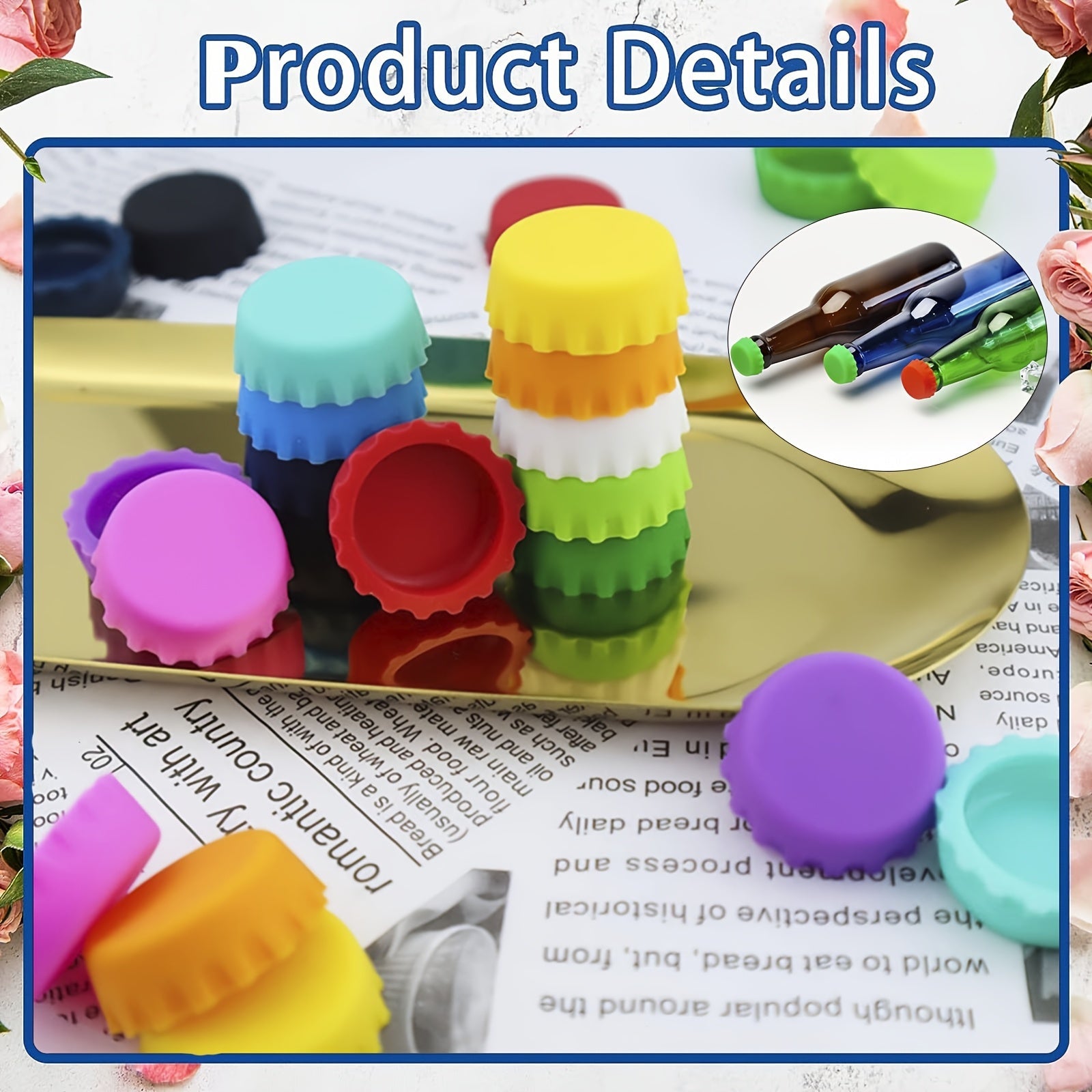 Set of 12 Silicone Bottle Caps Resealable Covers for Beer Soda Wine