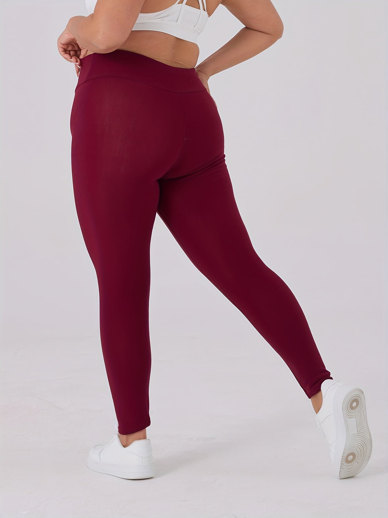 Plus Size Women's Thermal Fleece-Lined High-Waisted Leggings Yoga Pants