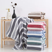 Striped Coral Fleece Bath Towel Quick-Dry Ultra Absorbent Skin-Friendly Space Themed