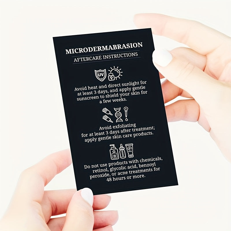 Juego de 50 tarjetas de instrucciones de cuidado posterior a la microdermoabrasión duraderas para tratamientos de cuidado de la piel y belleza