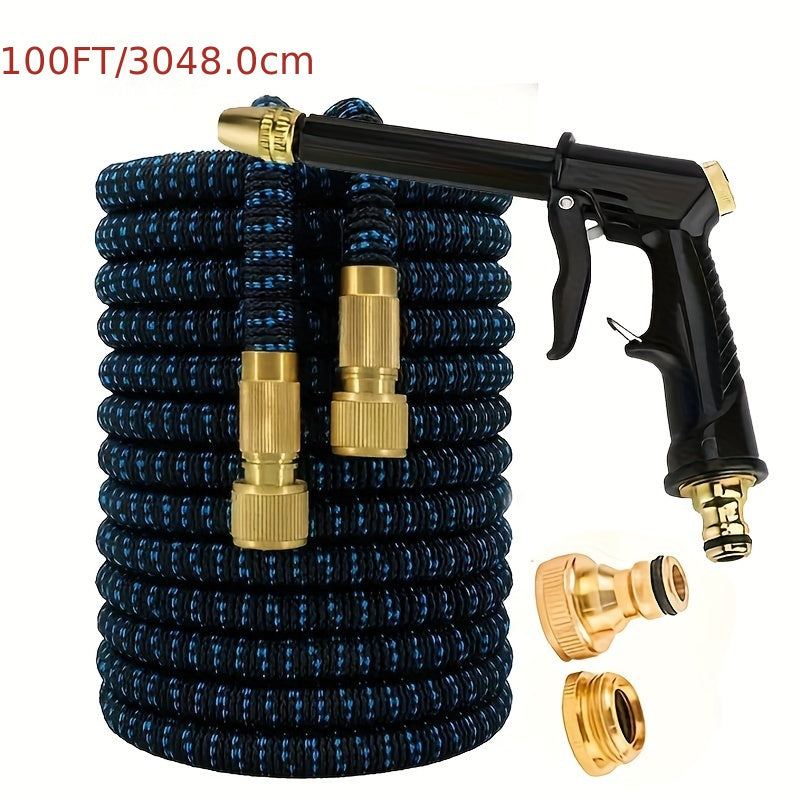 Расширяемый резиновый садовый шланг с насадкой для высокого давления для полива и мойки