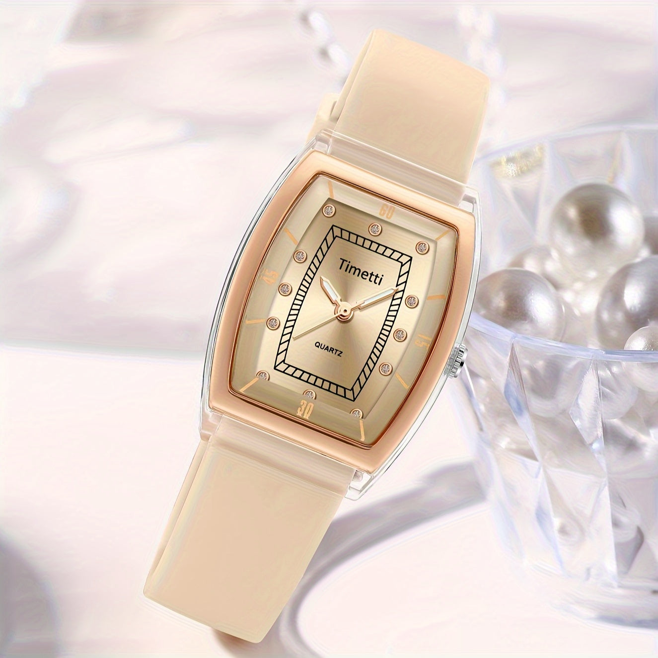 Women's Quartz Watch Silicone Band Classic Barrel Shape Analog Watch