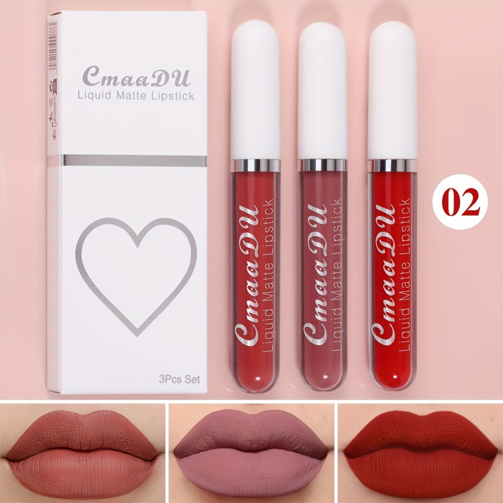 Set de labiales líquidos mate para mujer, a prueba de agua y de larga duración en tonos rojos