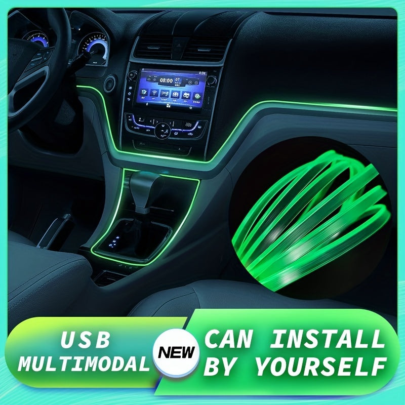 Car Interior RGB LED Strip Lights Neon Fiber Optic Decorative Ambient