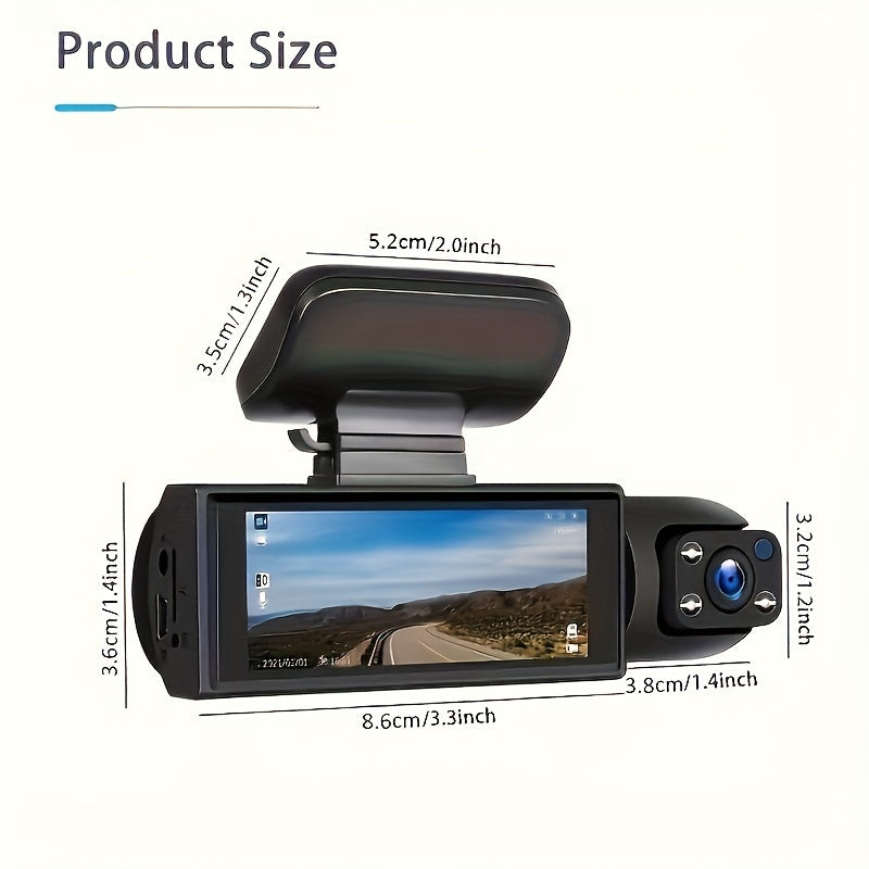 Dual Dash Cam 1080P Front 720P Inside Night Vision Loop Recording G-Sensor Wide Angle