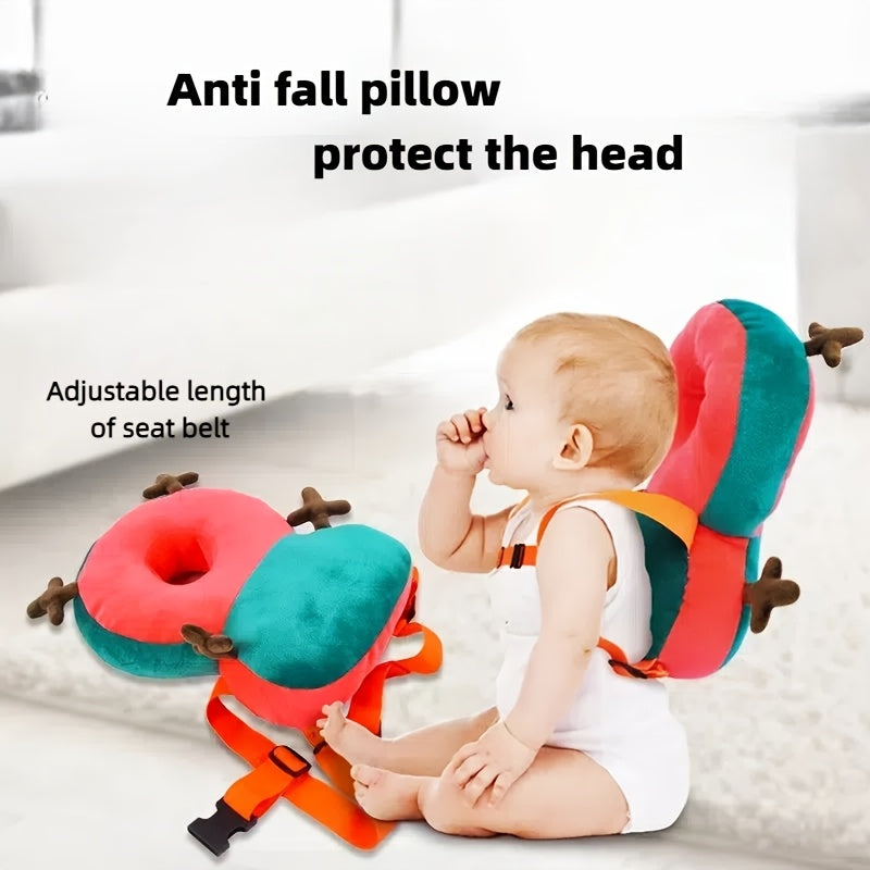 Adjustable Baby Headrest Pillow for Kids with Plush Donut Design and Seat Belt
