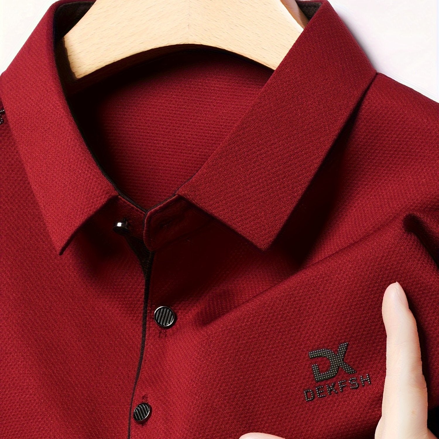 Men's Breathable Polyester Shirt with Letter Print for Golf and Outdoor Activities