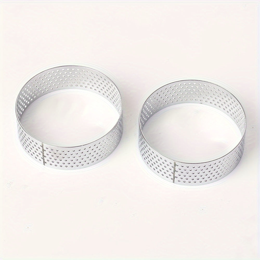 Set of 2-12 Stainless Steel Round Tart Rings for Baking Cheesecake Cookies Pastries