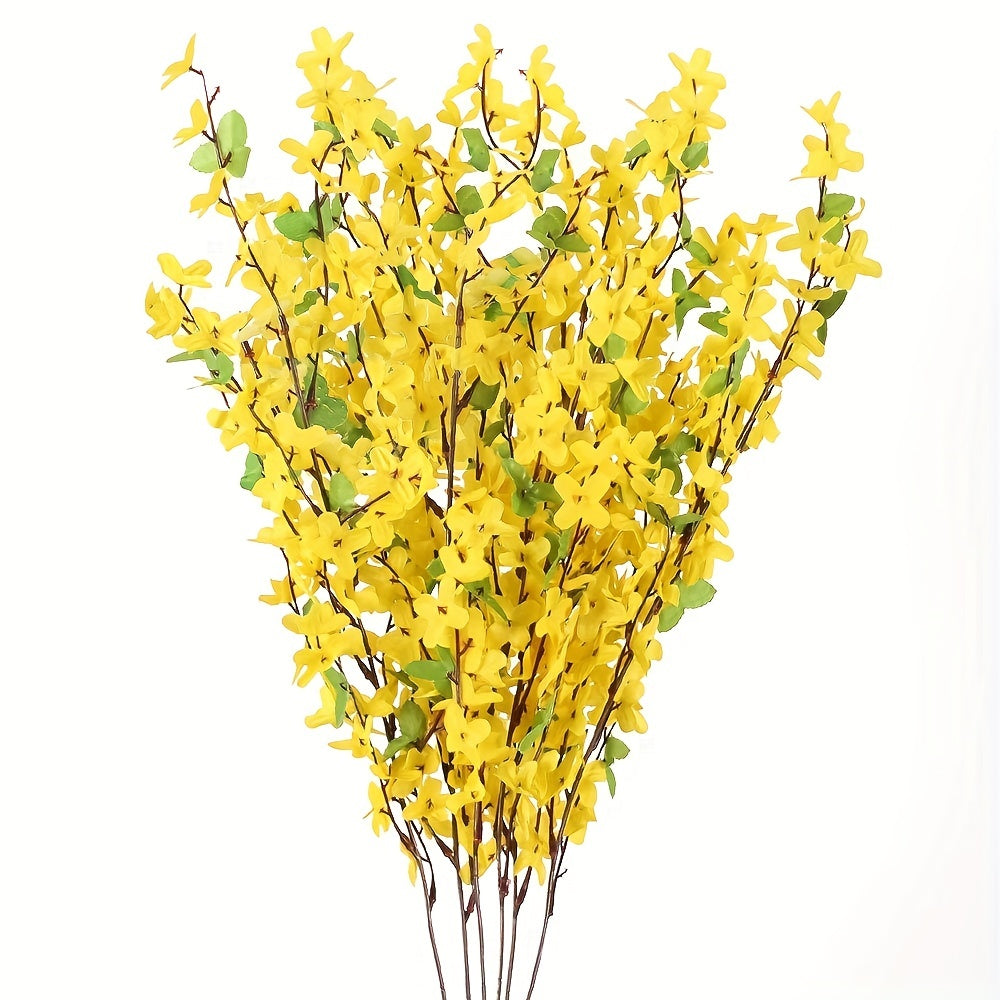 Flores artificiales 10/16 piezas Jazmín de invierno amarillo falso para decoración interior y exterior