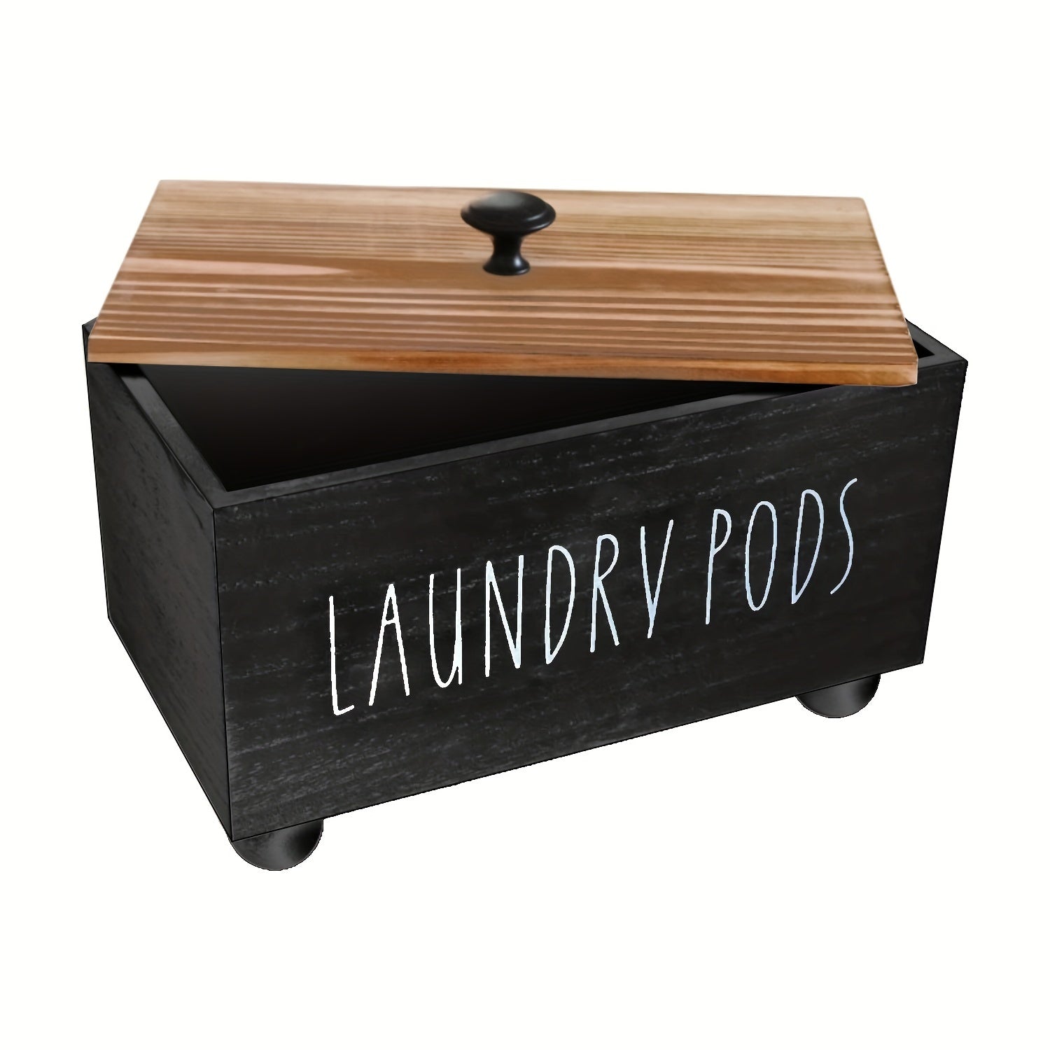 Contenedor de almacenamiento de ropa de madera con tapa y cuentas para organizar ropa y suavizante