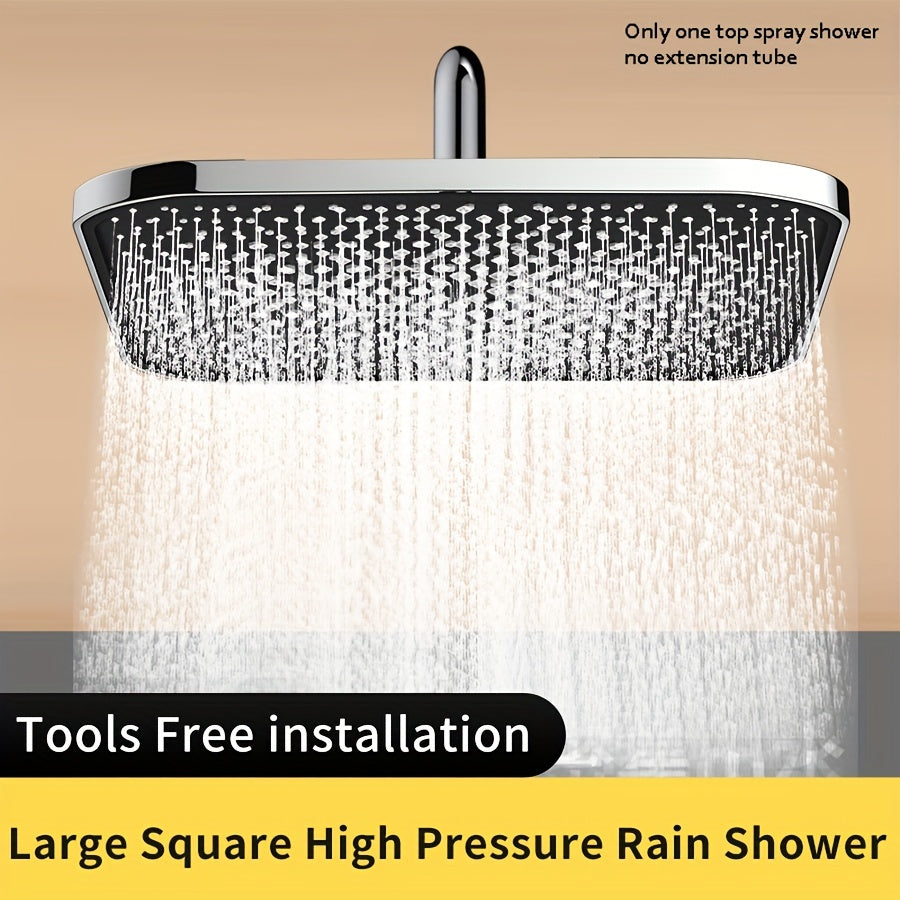 Black and Silver Square Shower Head with Fixed Spray for Bathroom