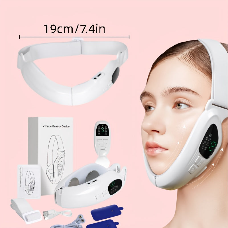 Facial Slimming Device with Remote Control and USB Port, Rechargeable Battery, 6 Accessories