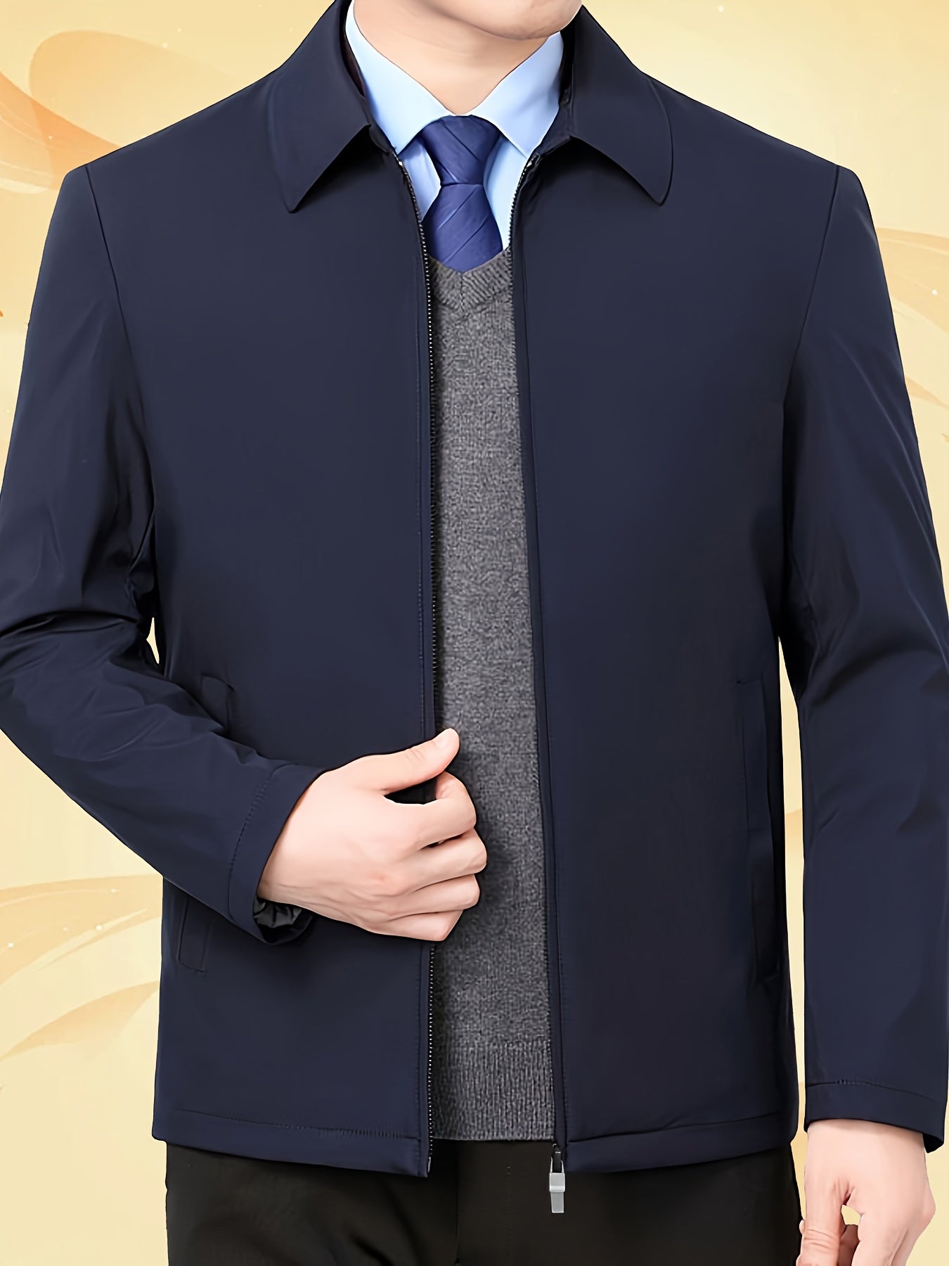 Men's Casual Polyester Lapel Jacket for Hiking and Outdoor Activities