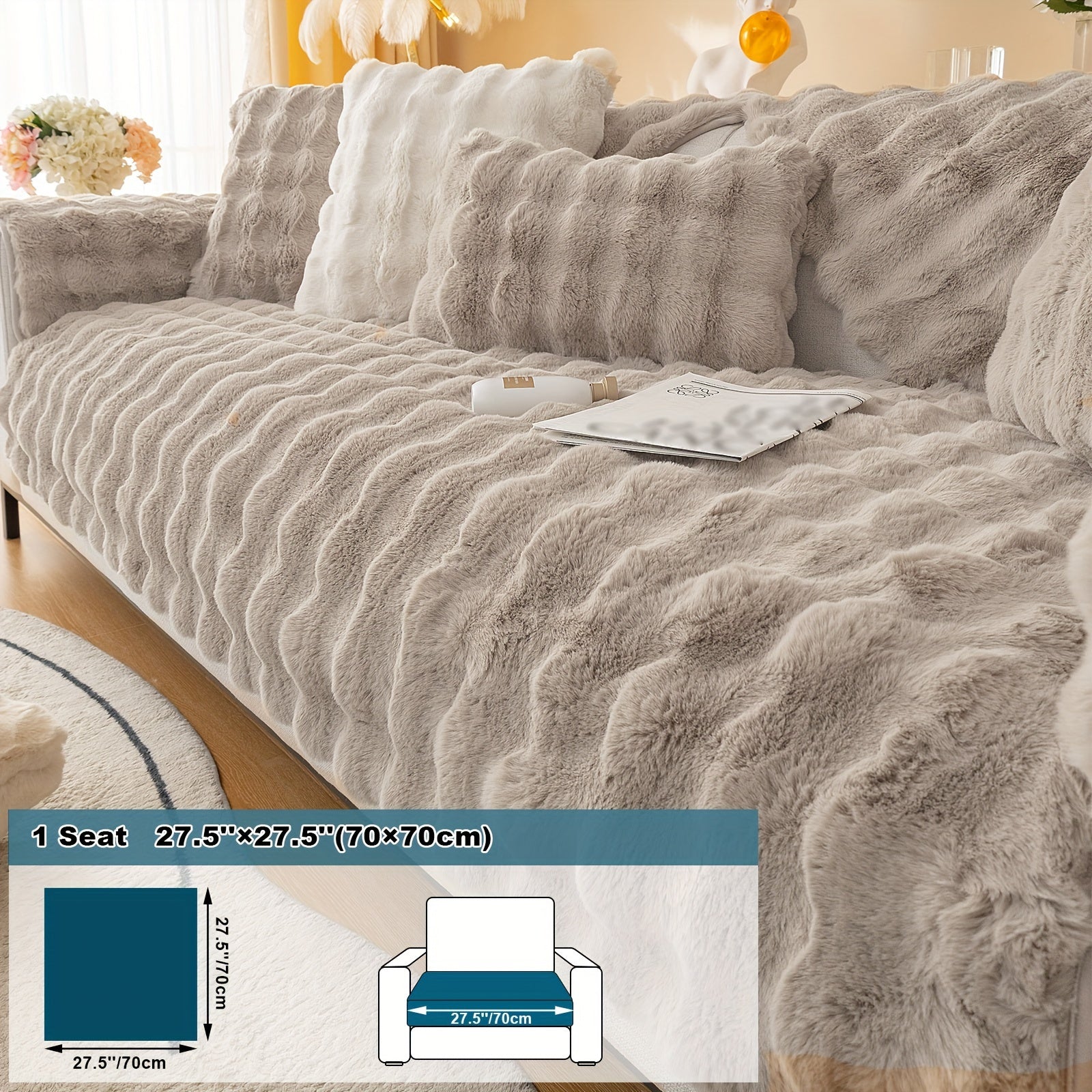 Имитация кролика плюшевая подушка-диван для домашних животных, дружелюбная к собакам с нескользящим чехлом для защиты мебели и декора в спальне, офисе или гостиной.